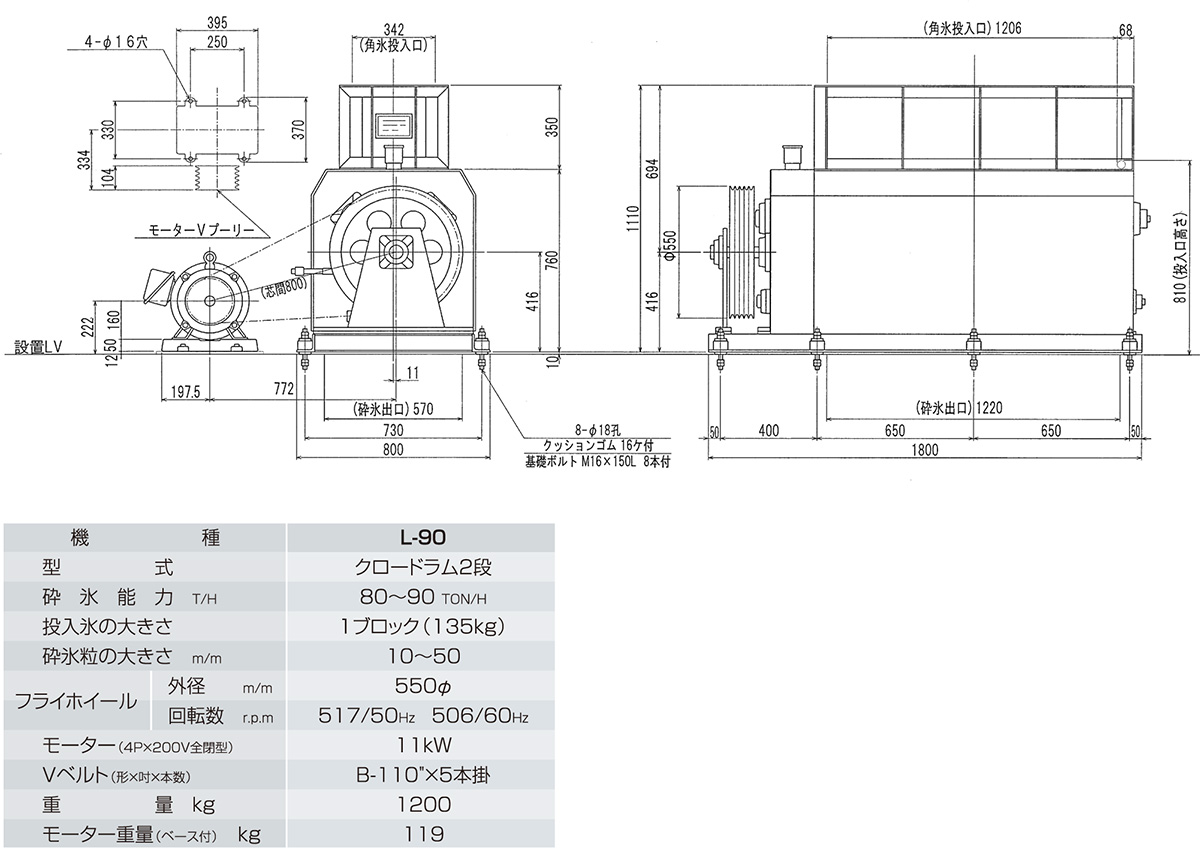 砕氷機　L-90型　図面